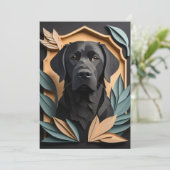 3D Paper Art Zwart Labrador Design T-shirt Kaart (Staand voorkant)
