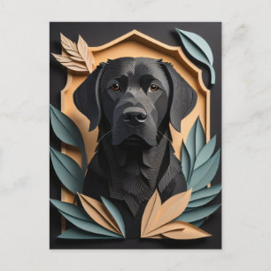 3D Paper Art Zwarte Labrador Design T-shirt Briefkaart