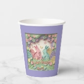 3D Paper Cut Bunny & Easter Eggs Party Papieren Bekers (Voorkant)