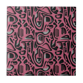 3D Paper Cut Luxury Pink Silver Black Art Tegeltje