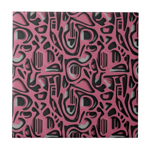 3D Paper Cut Luxury Pink Silver Black Art Tegeltje (Voorkant)