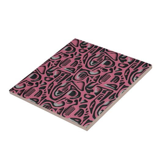 3D Paper Cut Luxury Pink Silver Black Art Tegeltje (Zijkant)