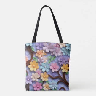 3D Paper Flower Canvas tas