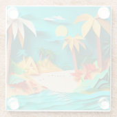 3D Papercraft Tropical Beach Glazen Onderzetter (Achterkant)