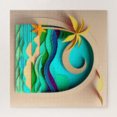 3D Papercraft Tropical Beach Legpuzzel (Horizontaal)