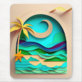 3D Papercraft Tropical Beach Muismat (Voorkant)