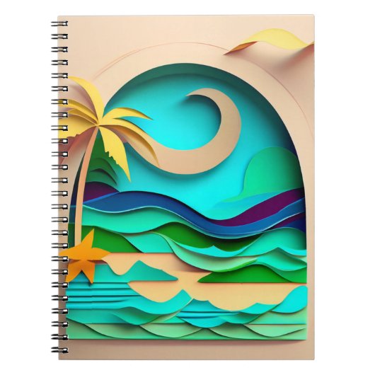 3D Papercraft Tropical Beach Notitieboek (Voorkant)