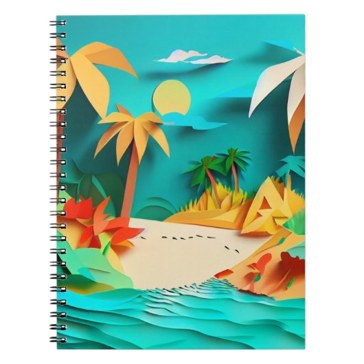 3D Papercraft Tropical Beach Notitieboek (Voorkant)