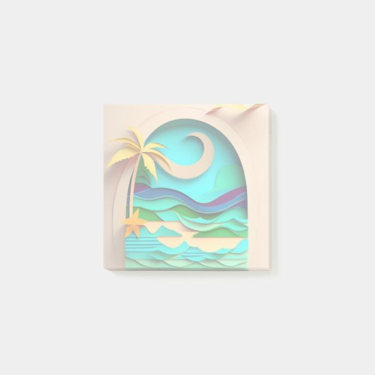 3D Papercraft Tropical Beach Post-it® Notes (Voorkant)