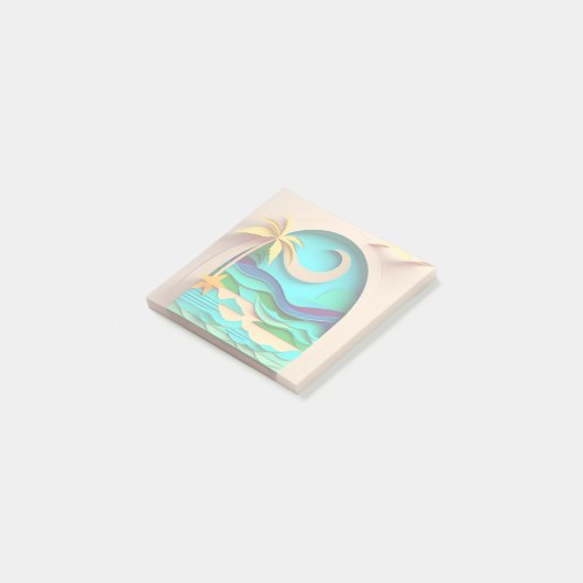 3D Papercraft Tropical Beach Post-it® Notes (Schuin)