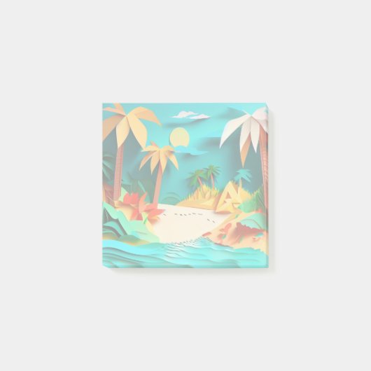 3D Papercraft Tropical Beach Post-it® Notes (Voorkant)