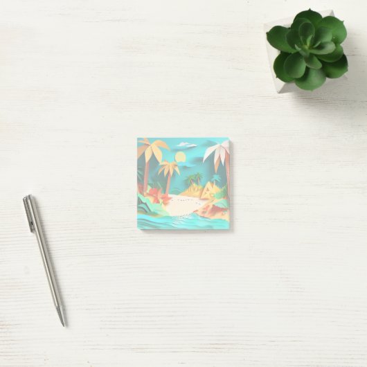 3D Papercraft Tropical Beach Post-it® Notes (Kantoor)