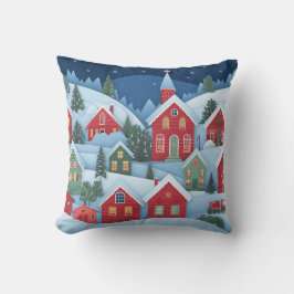 3D Papercut Kerst Village Kussen