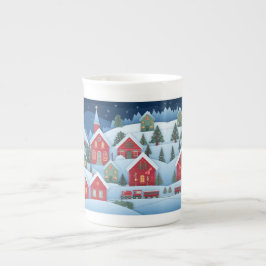 3D Papercut Kerst Village Porselein Kop