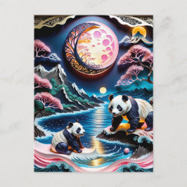 3D papier grote panda met kleine panda is een gewe Briefkaart