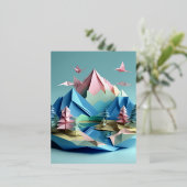 3d papier kunst, Lake landschap, bergen, Folie Feestdagen Briefkaart (Staand Voorkant)