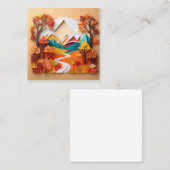 3d papier kunst, Landschap in de herfst seizoen in Vierkante Visitekaartje (Voorkant / Achterkant)