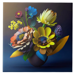 3D papieren bloemen Tegeltje