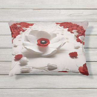3D papieren bloemkunst Stout rood & wit ontwerp Buitenkussen