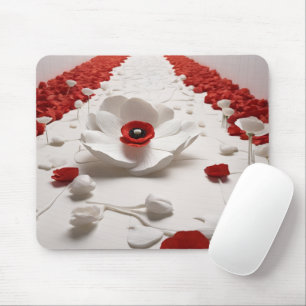 3D papieren bloemkunst  Stout rood & wit ontwerp Muismat