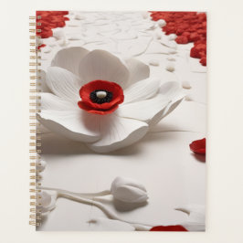 3D papieren bloemkunst Stout rood & wit ontwerp Planner