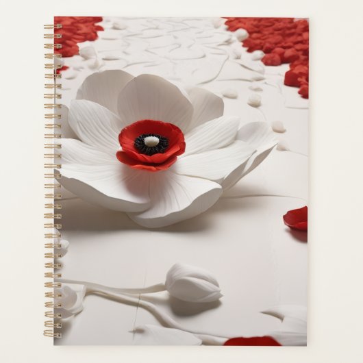 3D papieren bloemkunst Stout rood & wit ontwerp Planner (Voorkant)