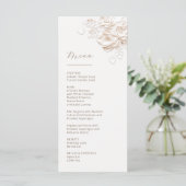 3D papieren gesneden beige ivoor rozen menu (Staand voorkant)