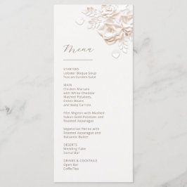 3D papieren gesneden beige ivoor rozen menu