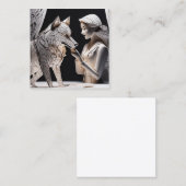 3D Papieren poppendrama, wolf en meisje Vierkante Visitekaartje (Voorkant / Achterkant)