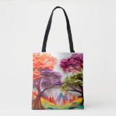 3D Papierlaag Multicolor Tree Landscape Gift Tote Bag (Voorkant)