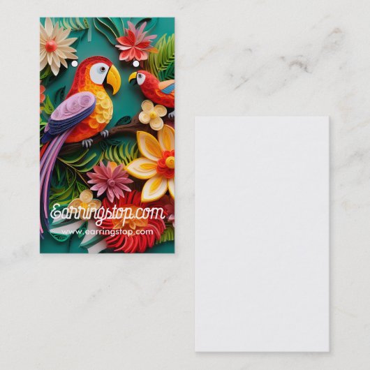 3D Parrot Vogelpatroon Oorbel Kaarten Visitekaartje (Voorkant / Achterkant)