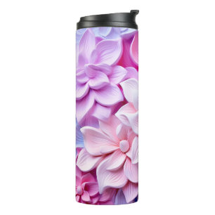 3D Pastel Bloem Patroon Thermosbeker