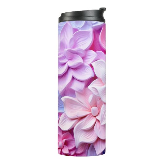 3D Pastel Bloem Patroon Thermosbeker (Gedraaid links)
