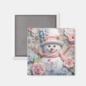 3D Pastel Kerstmis Sneeuwman Magneet (Voorkant / Achterkant)