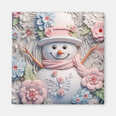 3D Pastel Kerstmis Sneeuwman Magneet (Voorkant)