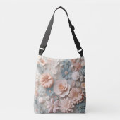 3D pastelbloem patroon Crossbody Tas (Voorkant)