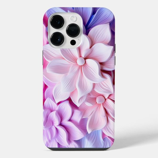 3D-pastelbloempatroon iPhone Hoesje (Achterkant)