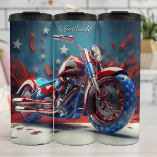 3D Patriotic Motorcycle Stars Thermosbeker