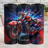 3D Patriottische Motorfiets Rood Wit Blauw Thermosbeker