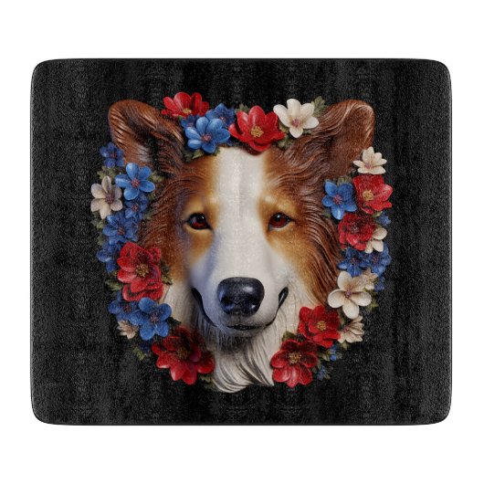 3D Patriottische Shetland Sheepdog Snijplank (Voorkant)