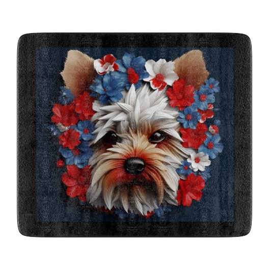 3D Patriottische Yorkshire Terrier Snijplank (Voorkant)