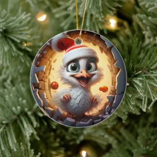 3D Personalized Christmas Bird  Keramisch Ornament (Boom)