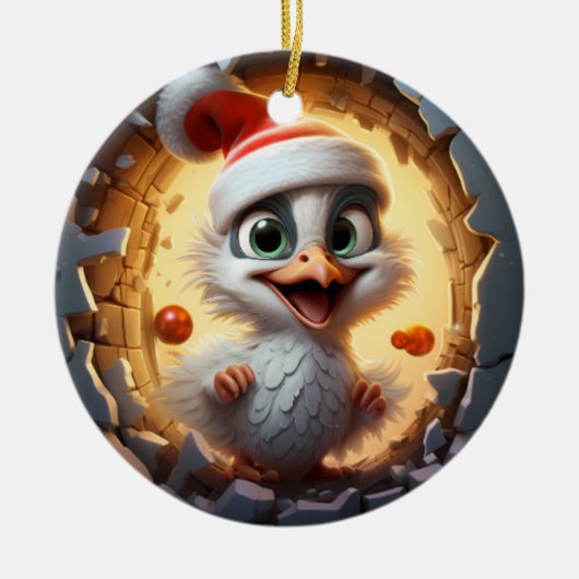 3D Personalized Christmas Bird  Keramisch Ornament (Voorkant)