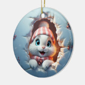 3D Persoonlijke Kerstkonijn Keramisch Ornament (Links)