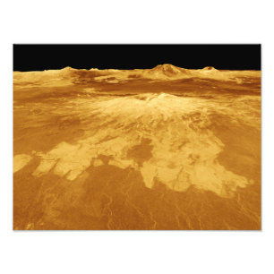 3D Perspectief Uitzicht van Sapas Mons op Venus Foto Afdruk