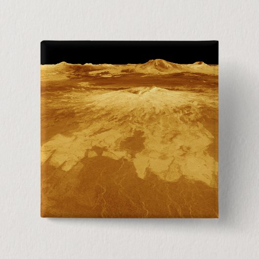 3D Perspectief Uitzicht van Sapas Mons op Venus Vierkante Button 5,1 Cm (Voorkant)