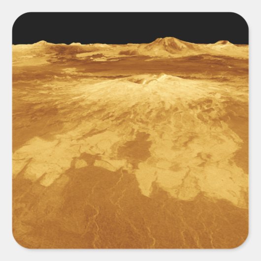 3D Perspectief Uitzicht van Sapas Mons op Venus Vierkante Sticker (Voorkant)