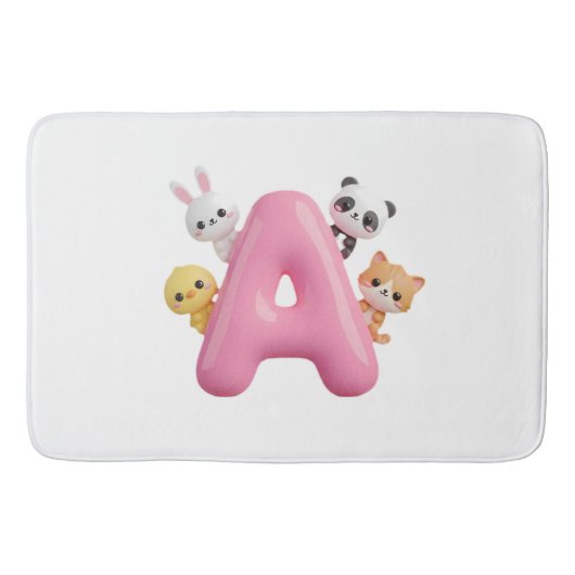 3D Pink Balloon Letter A Plush Bath Mat (Voorkant)