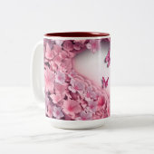 3D Pink Butterfly Coffee Mok: Een Flutter Beauty Tweekleurige Koffiemok (Voorkant links)