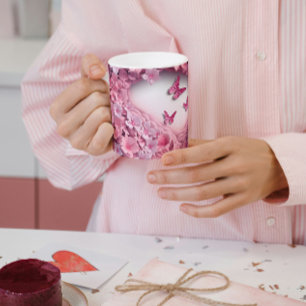 3D Pink Butterfly Coffee Mok: Een Flutter Beauty Tweekleurige Koffiemok